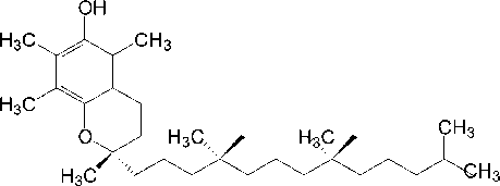 Pictured: a diagram showing the chemical structure of Vitamin E.